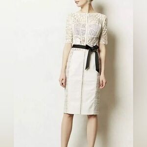 Byron Lars Carissima Sheath Dress Size 0 Ivory Lace Knit Women’s